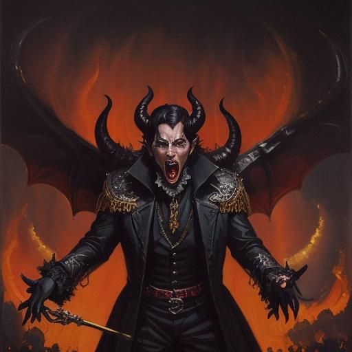 Prince of Hell as Wanderer in Old Painting