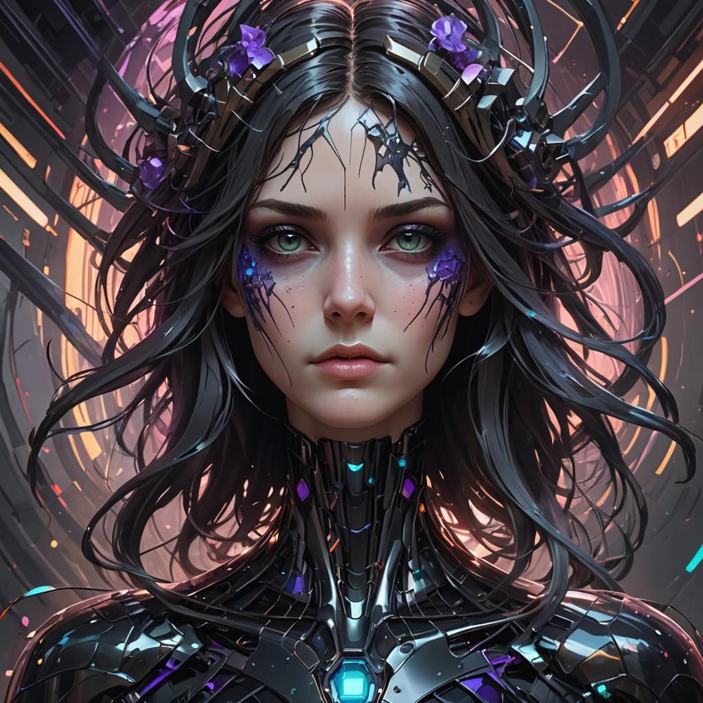 Detailed Enderman Portrait in Hyperdetailed Splash Art Style