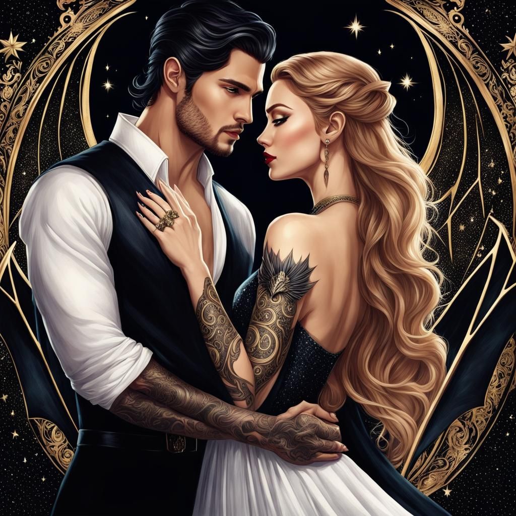 Ethereal Couple in Starry Fantasy Gown
