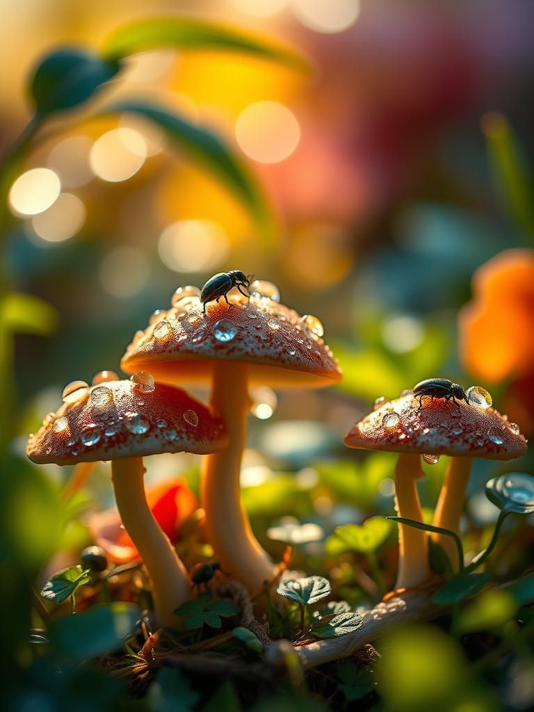 Whimsical Mushroom World in Hyper-Realistic Style