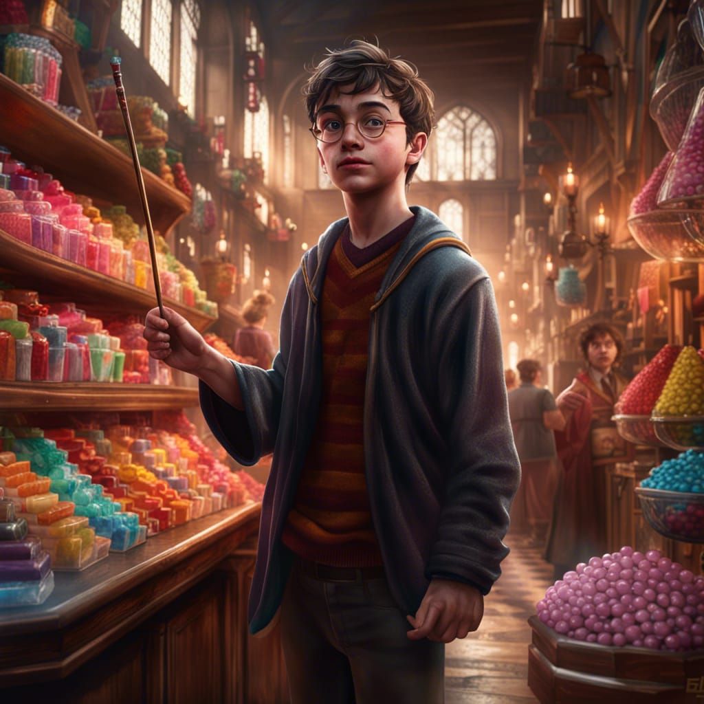 Harry Potter Creates Candies: Hyperrealistic Concept Art