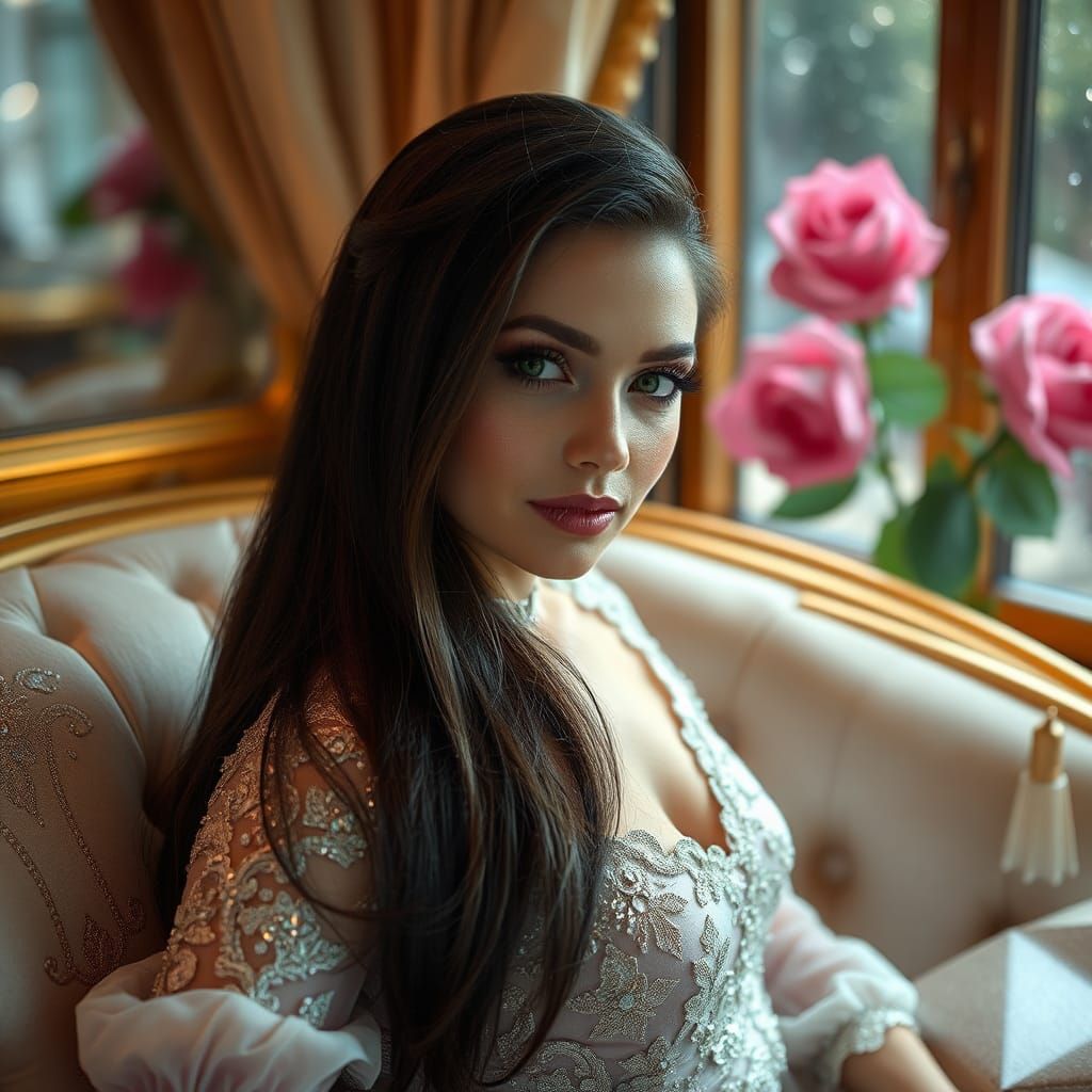 Charming Polish Woman in Traditional Dress, Glamour Lighting