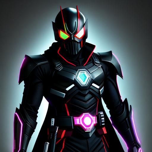 Neon Kamen Rider Assassin in Glowing Colors