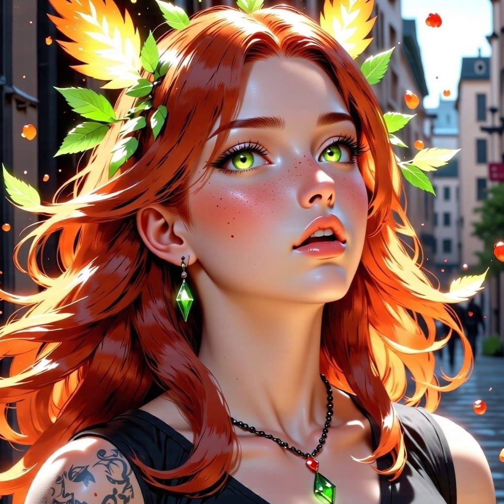 Redhead Woman with Glasses Smiling and Sticking Out Tongue