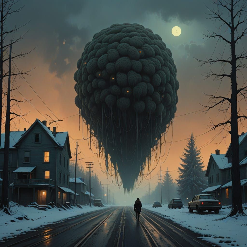 Ethereal Wisp Creature in Muted Landscape