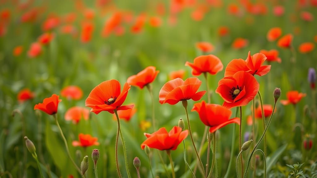 Red Poppies in a Field