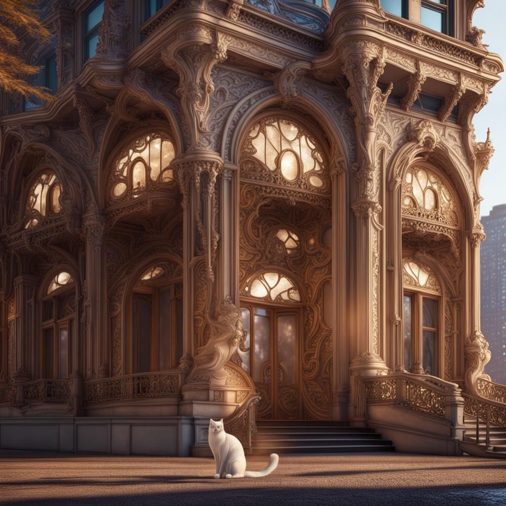 Giant Cat Destroys New York: Art Nouveau Architecture