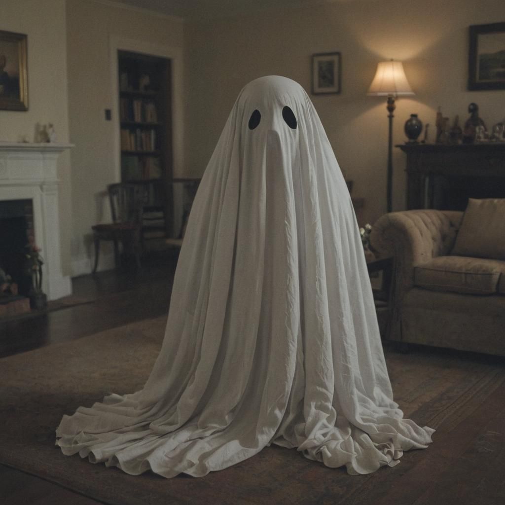 Ghostly Apparition in a Modern Living Room