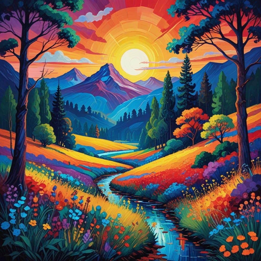 Fauvist Landscape in Vibrant Colors