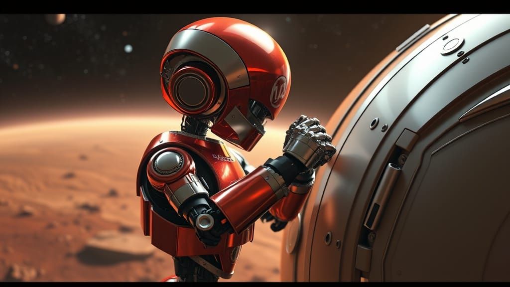 Robot Repairs Spaceship on Mars: Digital Matte Painting