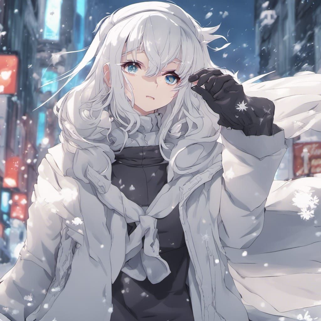 Anime Girl in Icy Outfit, Manga Style
