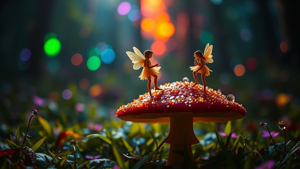 Fairies' Rave: Dancing on a Mushroom Cap