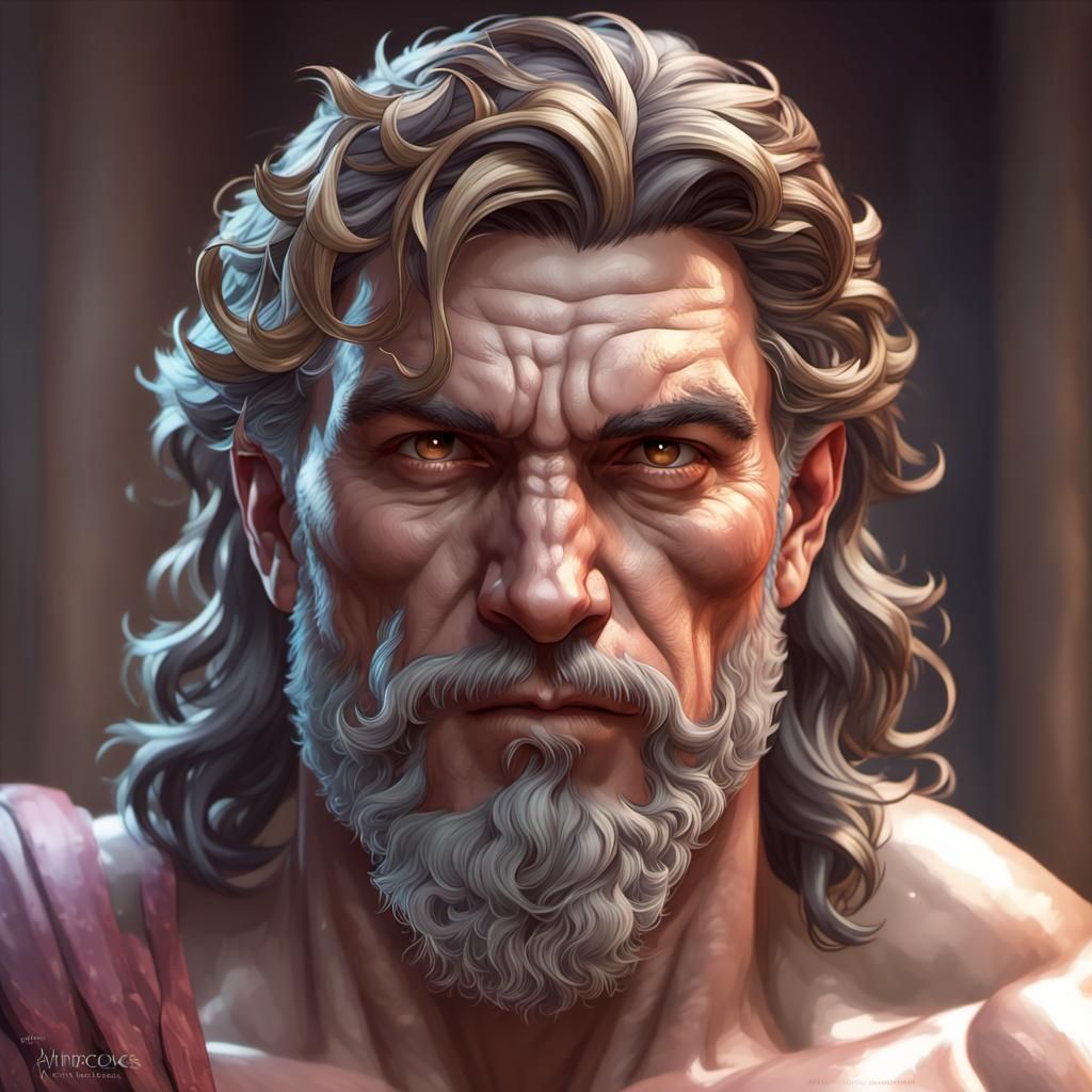 Hyperdetailed Hercules Portrait in Art Nouveau Style
