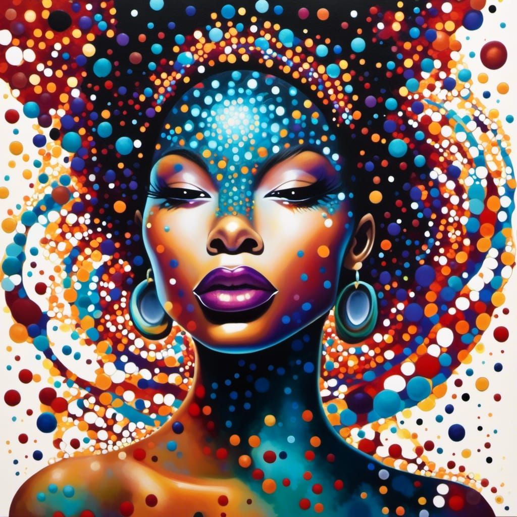 Aboriginal Dot Painting of Kangaroo on Cave Wall