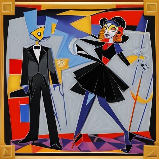 Mouse Dancing in Speakeasy in Cubist Style