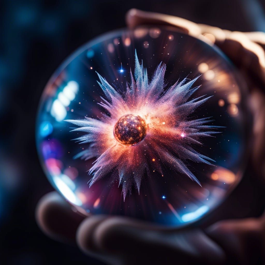 Galaxy Explosion Inside Crystal Ball: Macro Photography