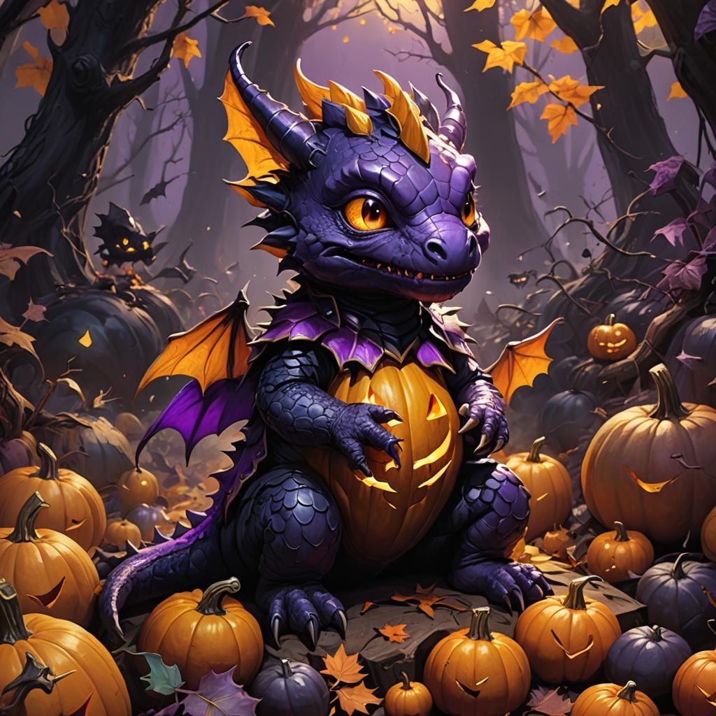 Halloween Dragon in Dark Fantasy Style