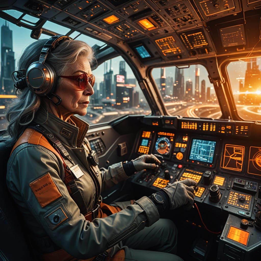 Retro Futuristic Space Pilot in Cinematic Sci-Fi Style