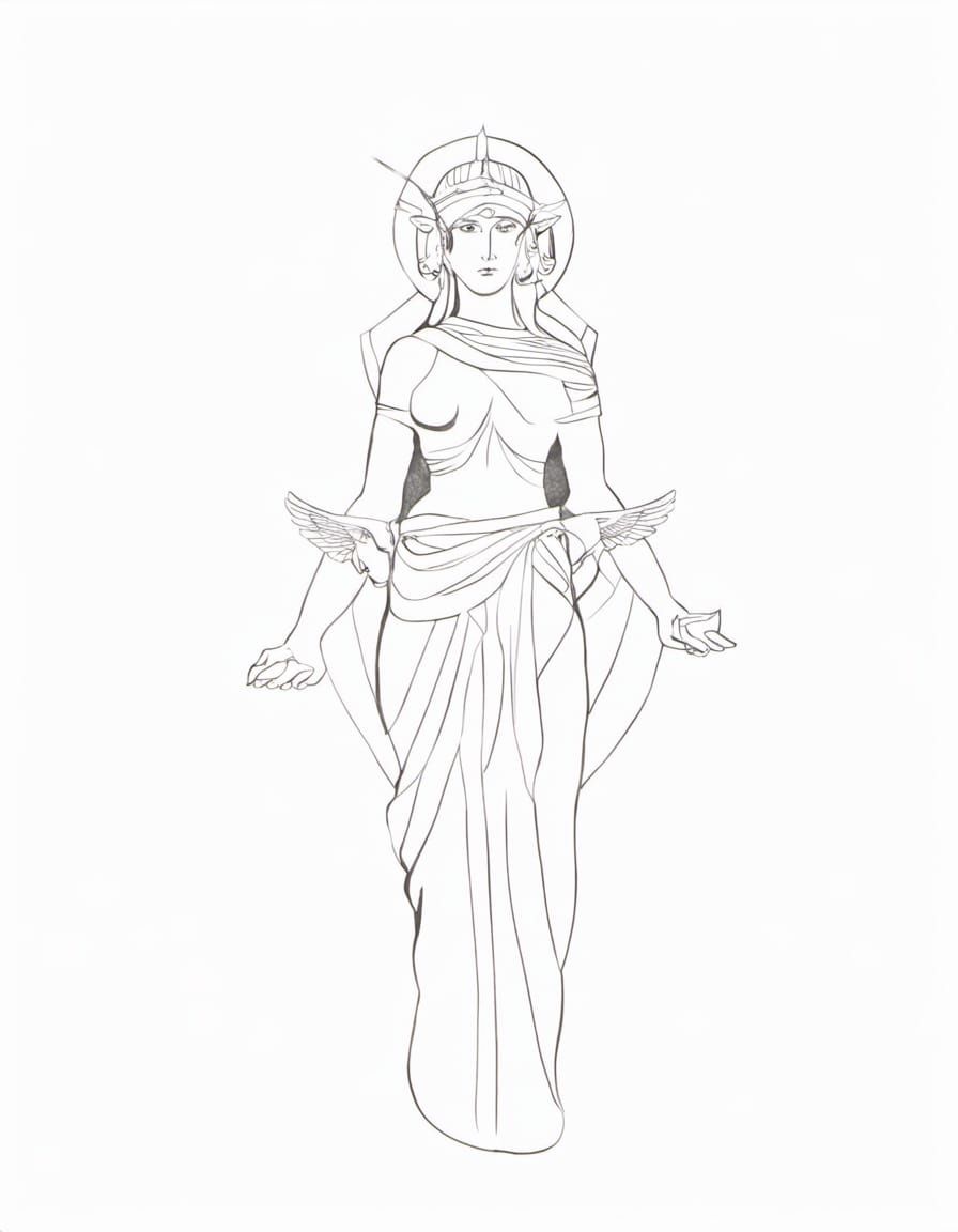 Golden Hittite Goddess Arinna with Fiery Wings