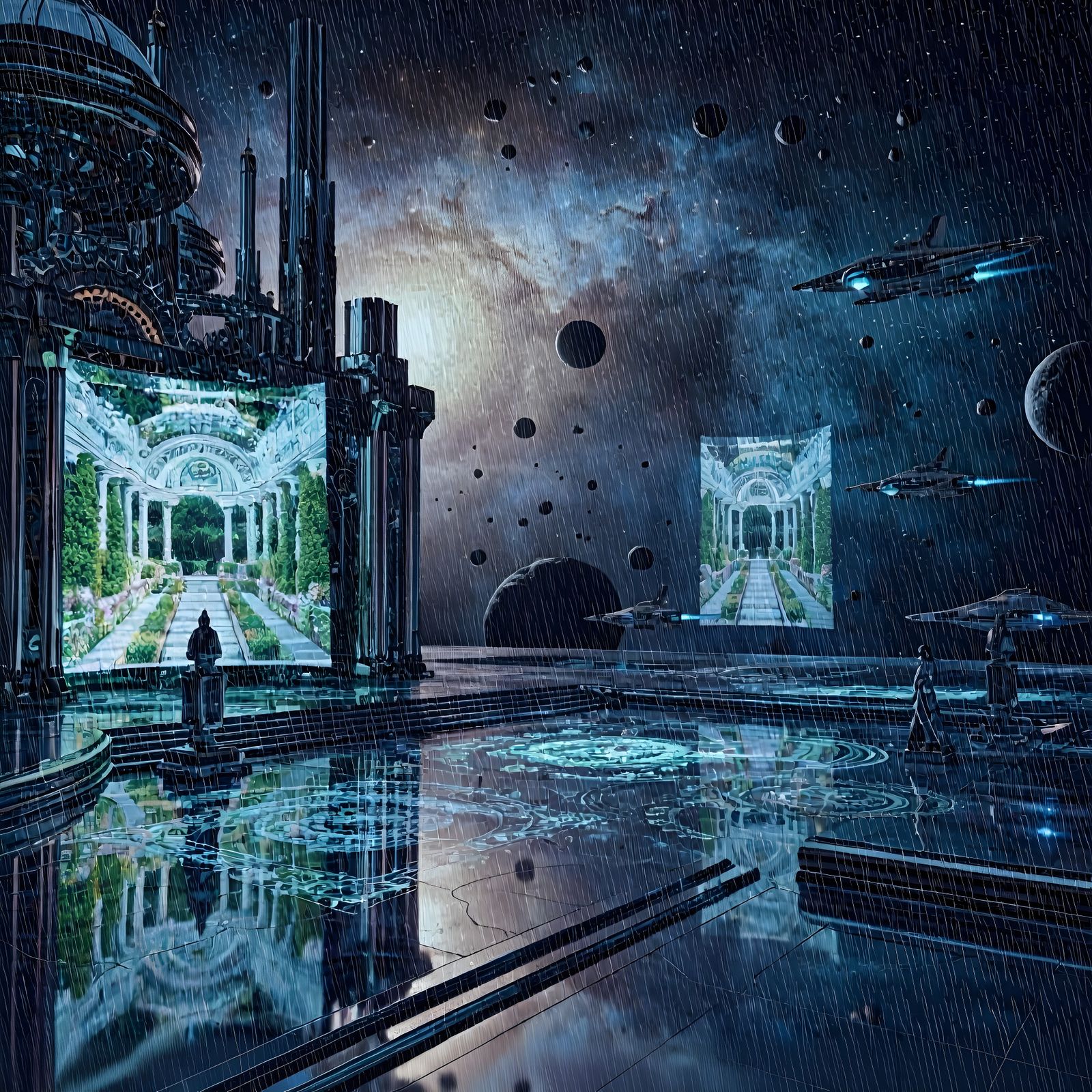 Chrome Versailles Palace in Asteroid Belt: Baroque Space Ope...