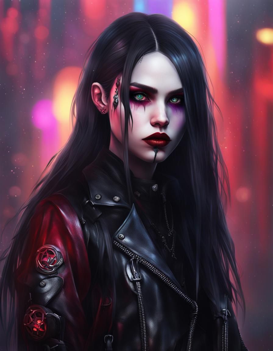 Gothic Nordic Woman in Dark Punk Style