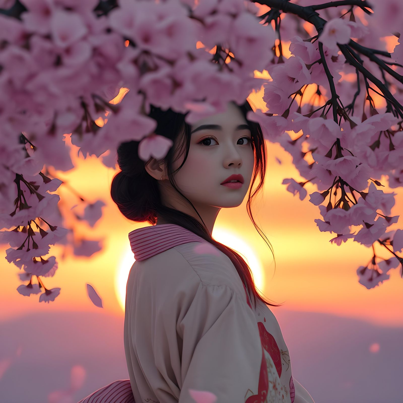 Cherry Blossom Sunset: A Beautiful Floral Scene