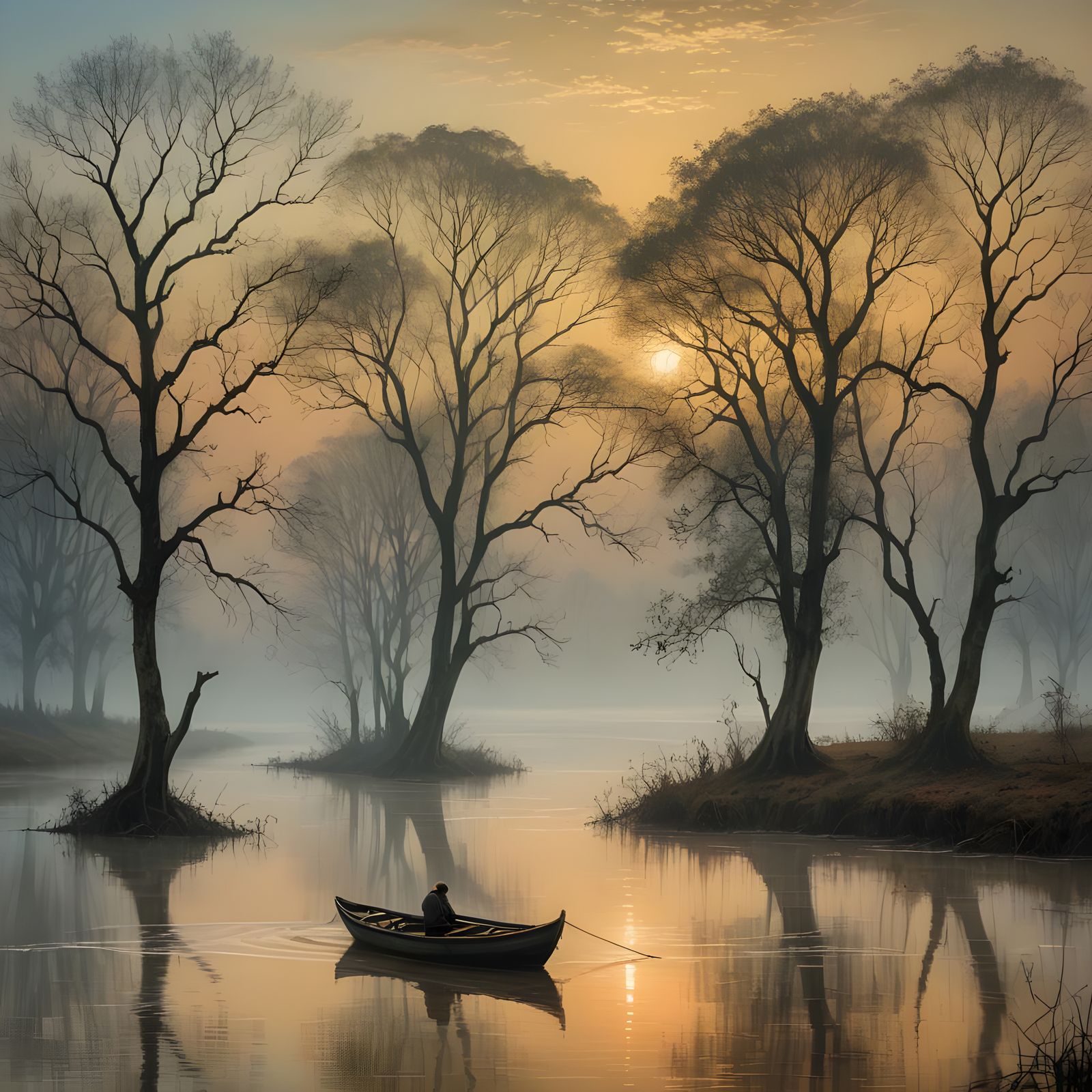 Ethereal River Landscape Inspired by Romanticism