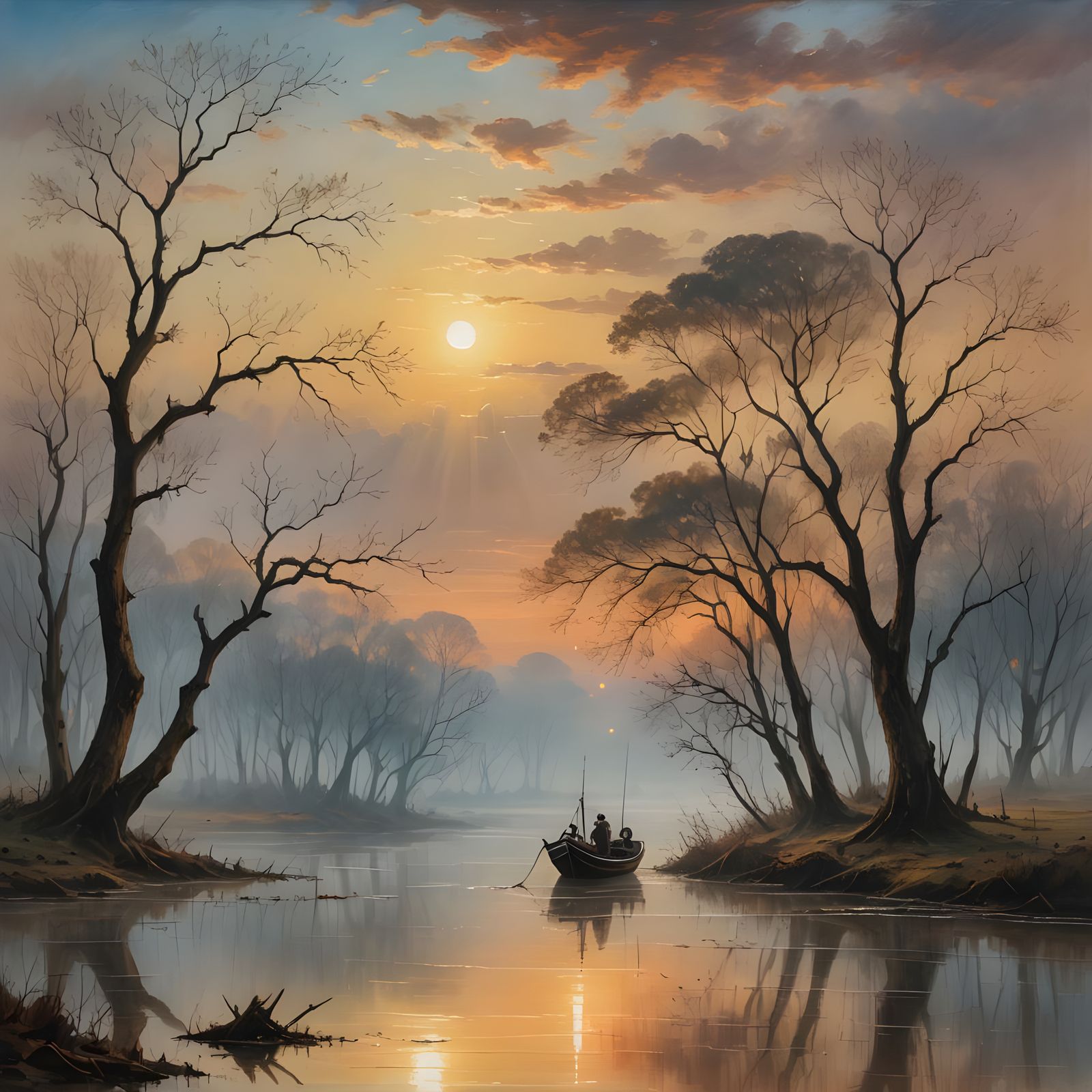 Orinoco River Dusk: a Romantic Landscape