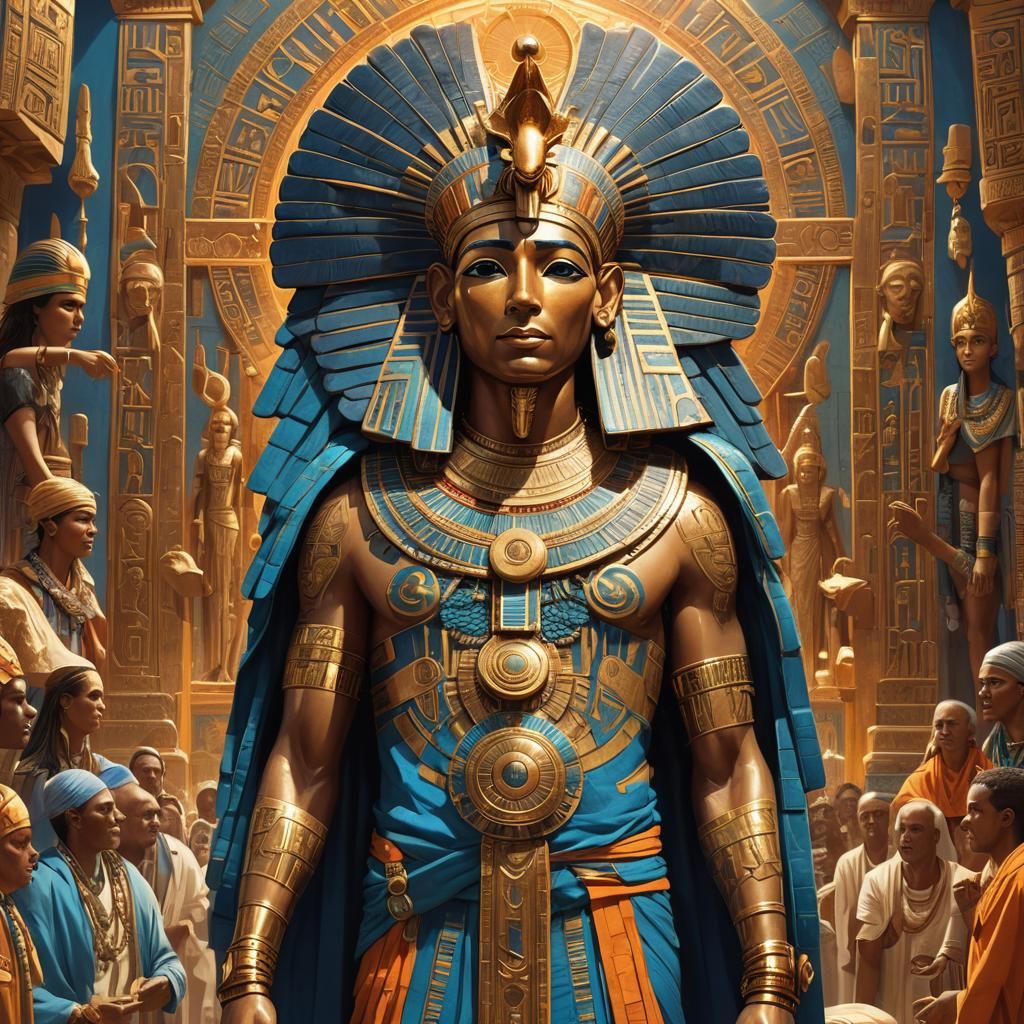 Ra Among Parishioners: Hyperrealistic Egyptian Art Deco