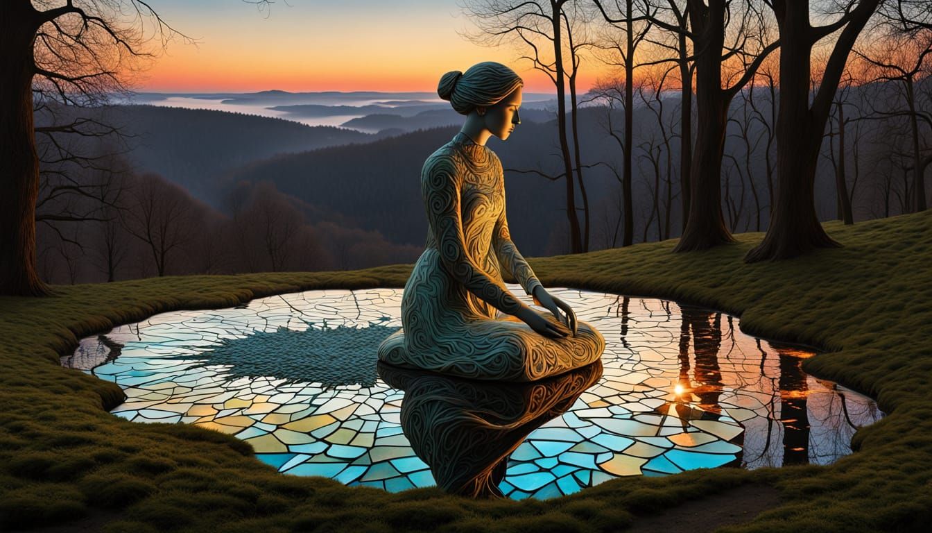 Surreal Stained Glass Forest in Ethereal Light