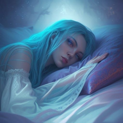 Surreal Concept Art of Person Too Deep to Stop in Bed