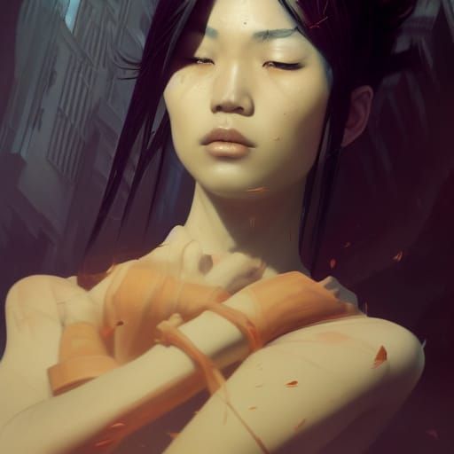 Asian Goth in Dark Fantasy Style