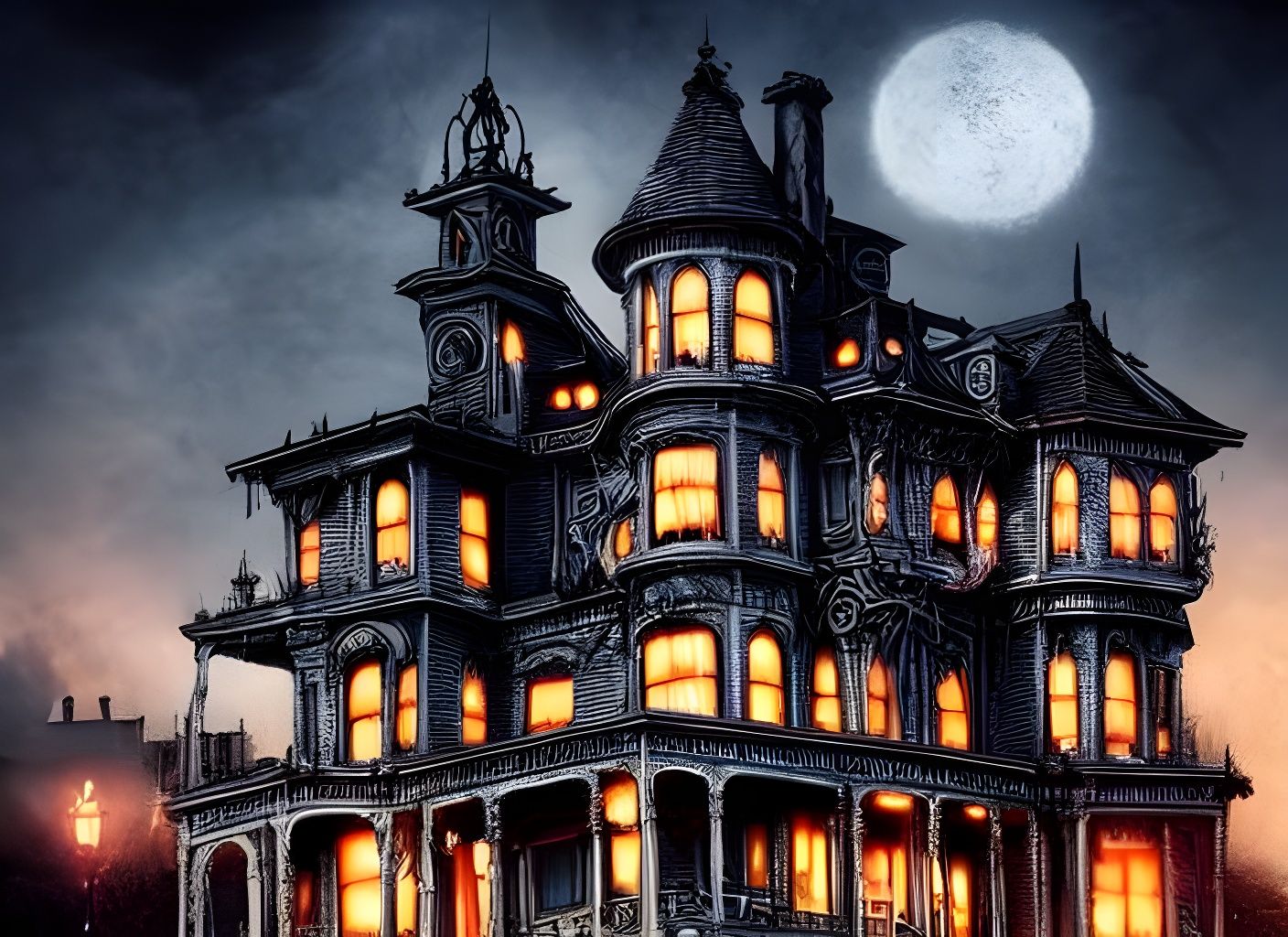 Biopunk Haunted House in Studio Ghibli Style