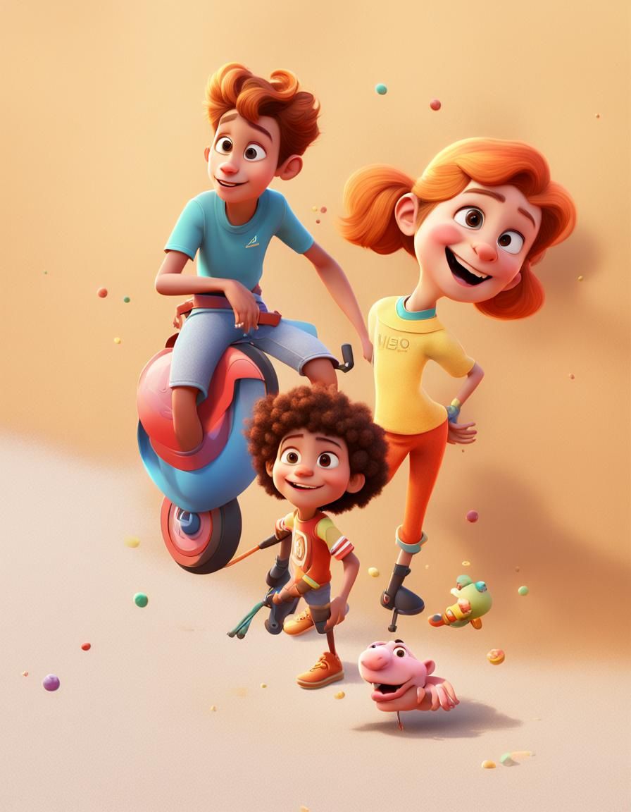 Vibrant 3D Digital Art in Pixar Style