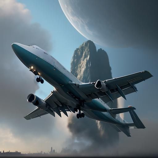 747 Landing: Detailed Matte Painting in Deep Color