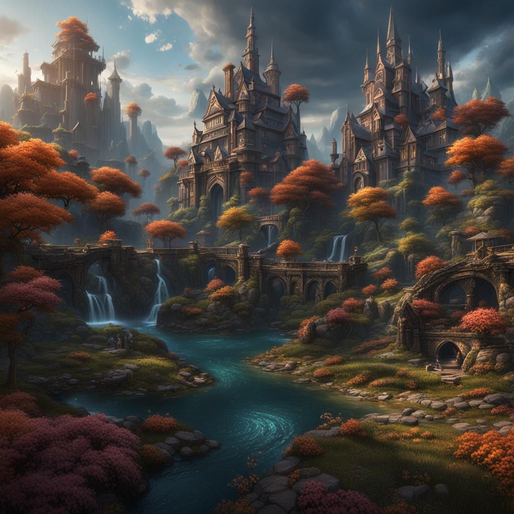 Fantastical Matte Painting in Deep Color, 8k