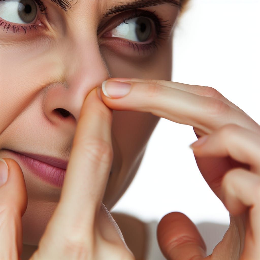 Woman Scratching Nose Close-Up