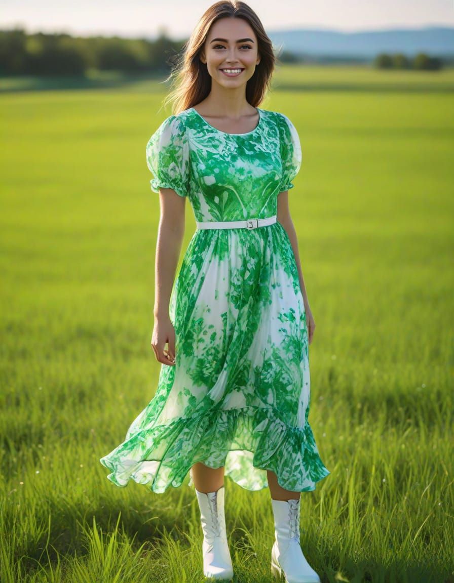 Intricate Portrait of a Young Girl in a Green Field