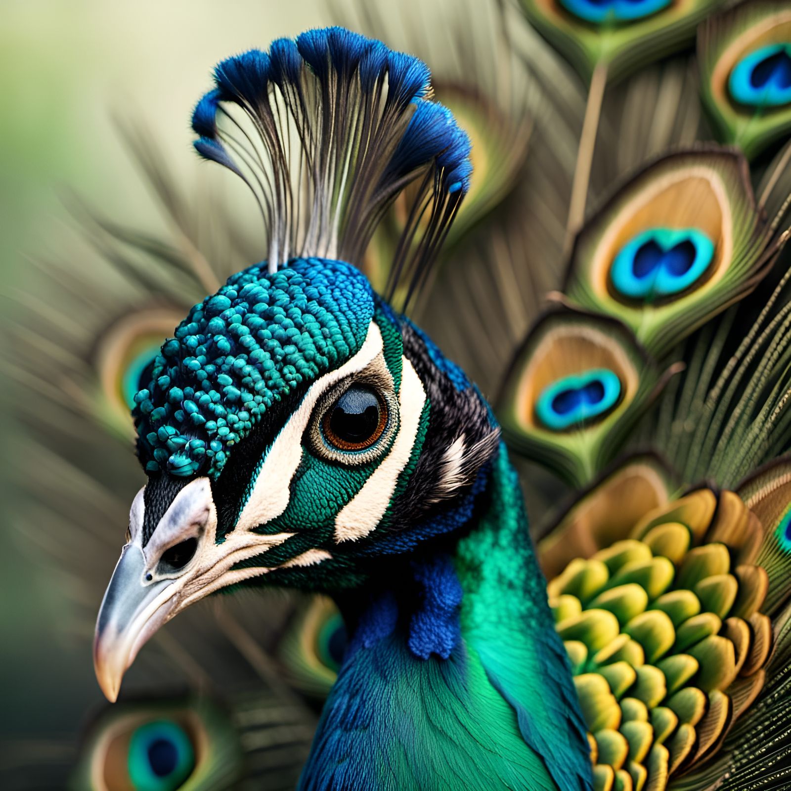 Majestic Peacock Portrait in Natural Light