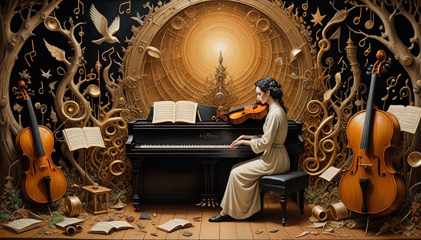 Vibrant Musicians Transform into Instruments in Enchanted Co...