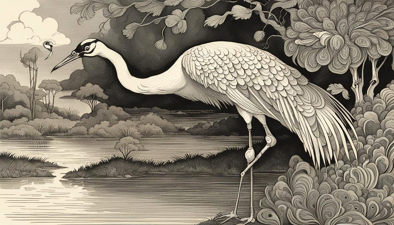 Majestic Crane from Aesop's Fable