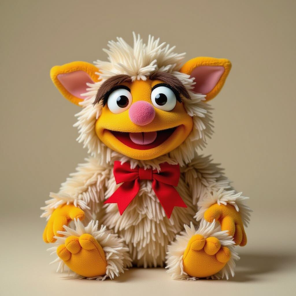 Nostalgic 80s Boglin Puppet in Children's Illustration Style