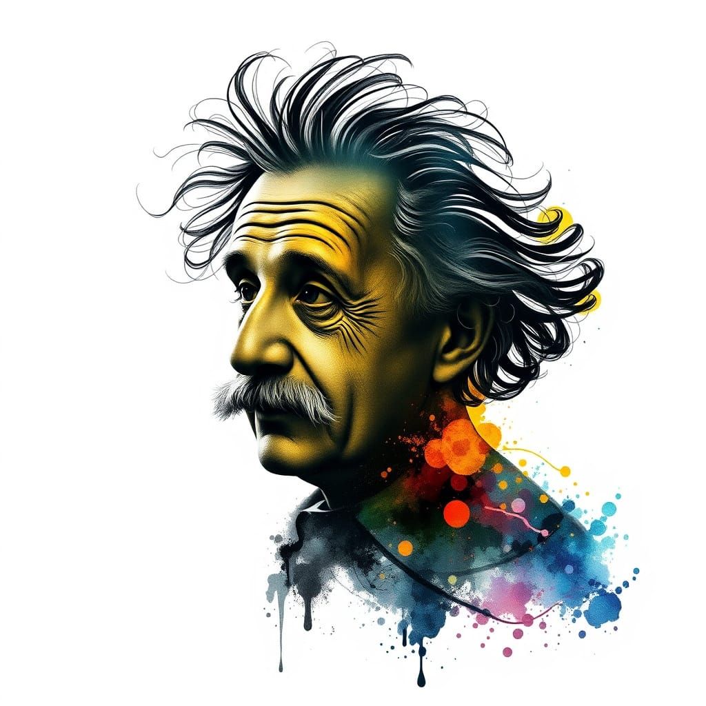 Surreal Ghostly Portrait of Albert Einstein in Renaissance-I...