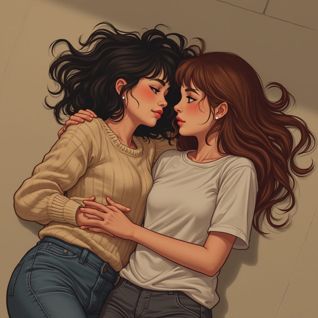 Intimate Portrait of Two Girls in Emotive Style