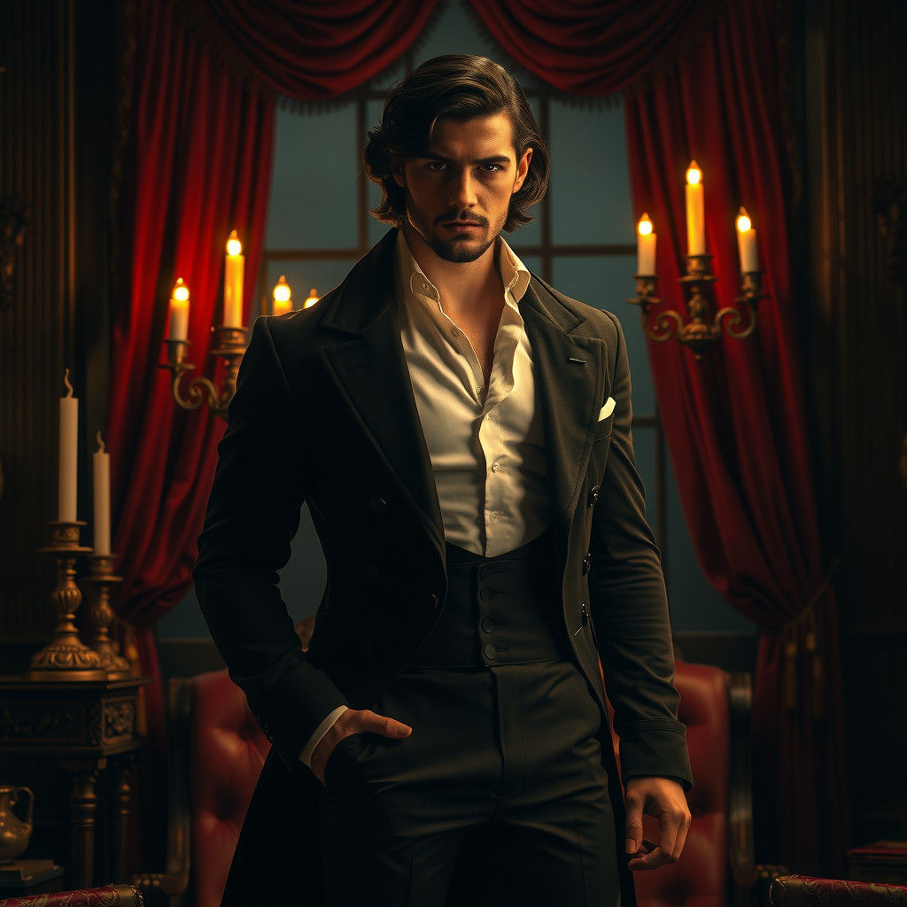 Victorian Vampire Portrait in Gothic Setting