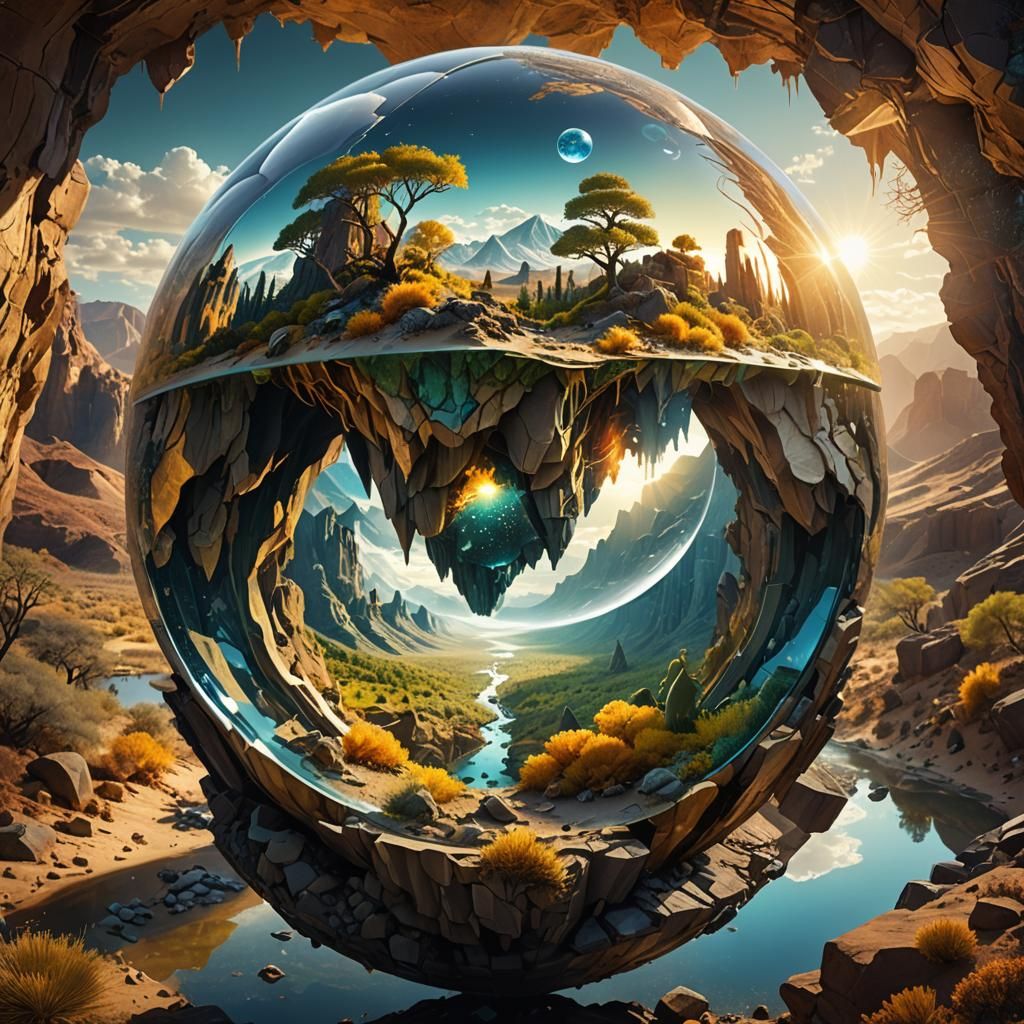 Surreal Landscape Trapped in Desert Snow Globe