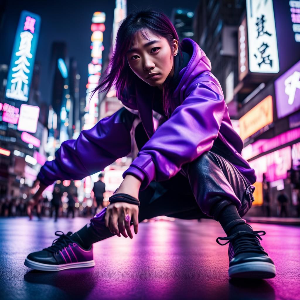 Japanese Street Dancer in Tokyo: Digital Matte Painting