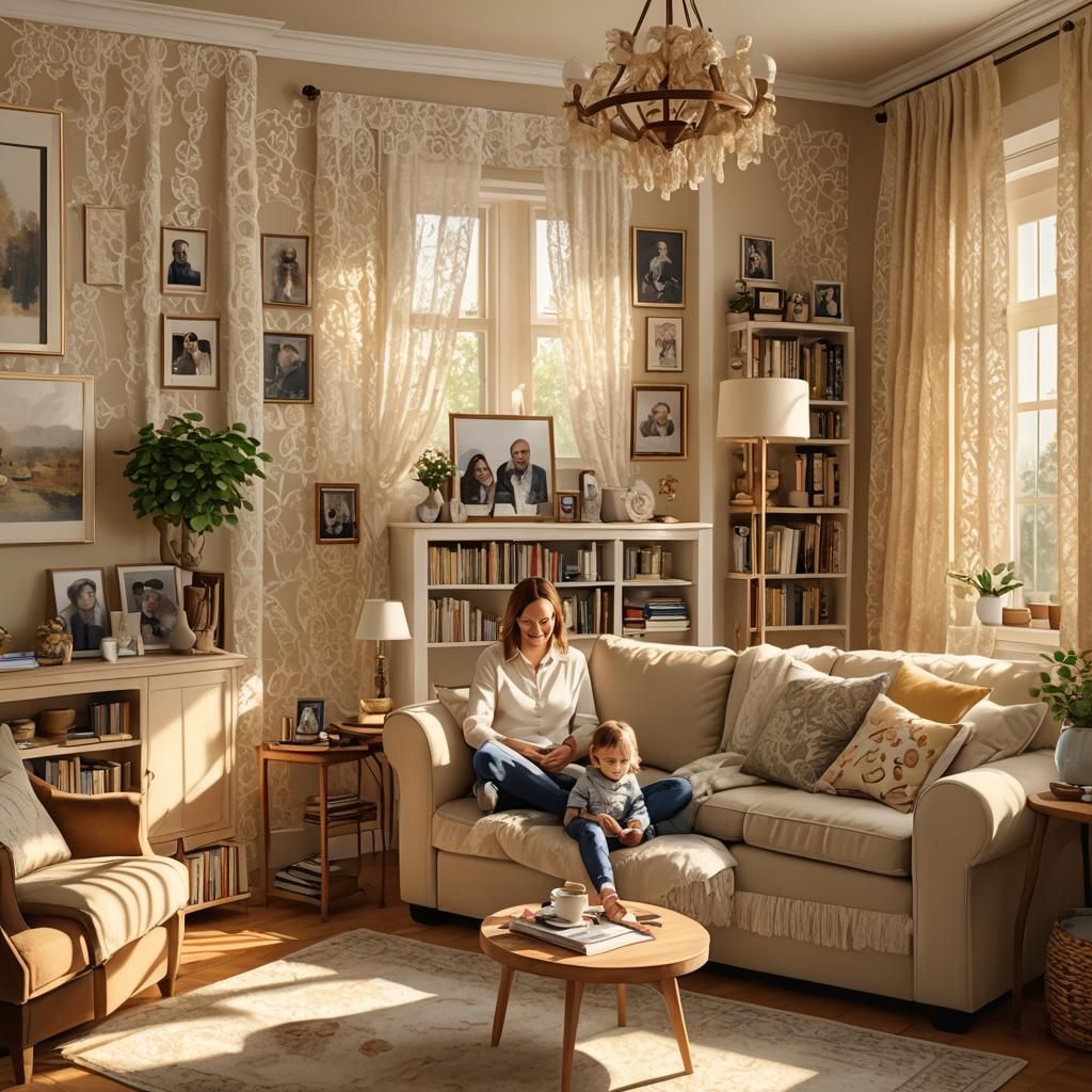 Cozy Father's Day Family Living Room Scene