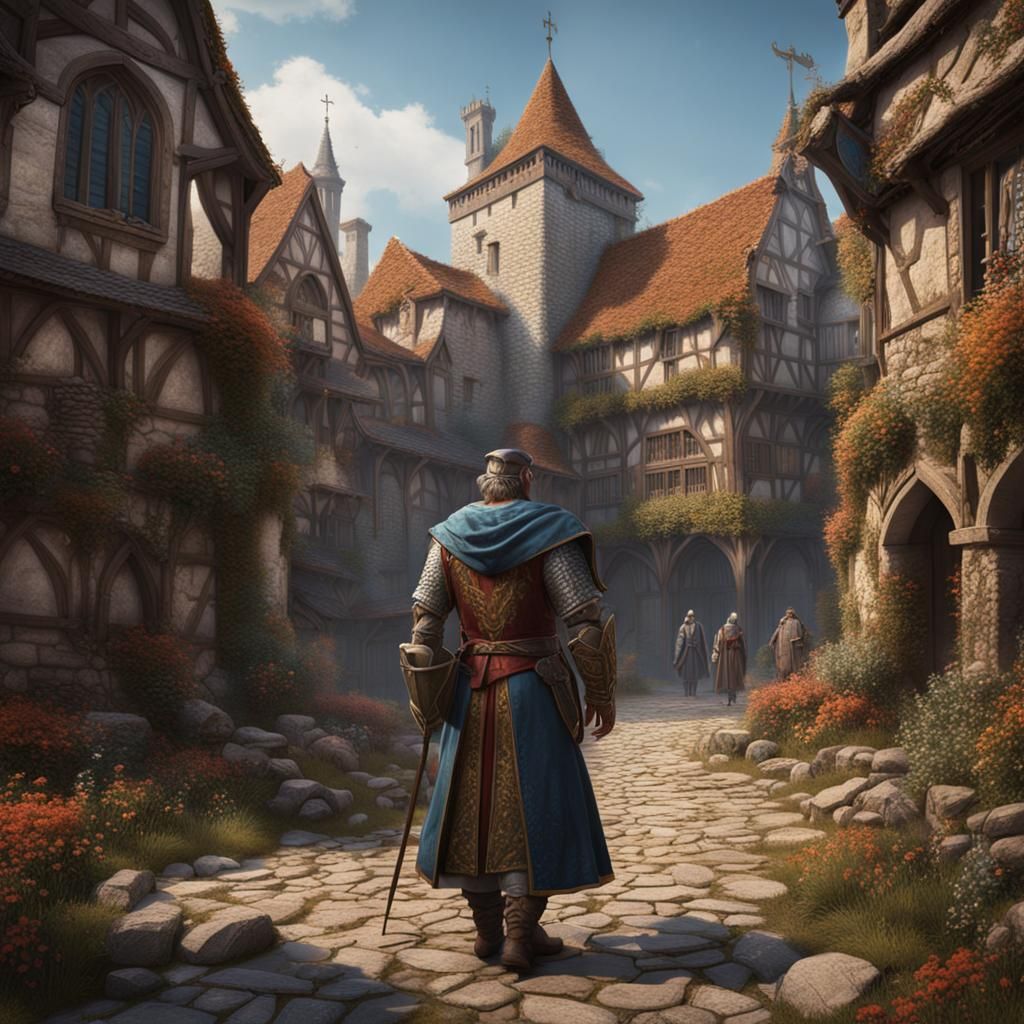 Medieval Painter: Detailed Matte Painting in Deep Color