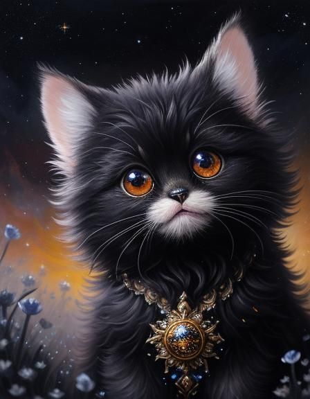 Fluffy Fantasy Creature in Flower Rain